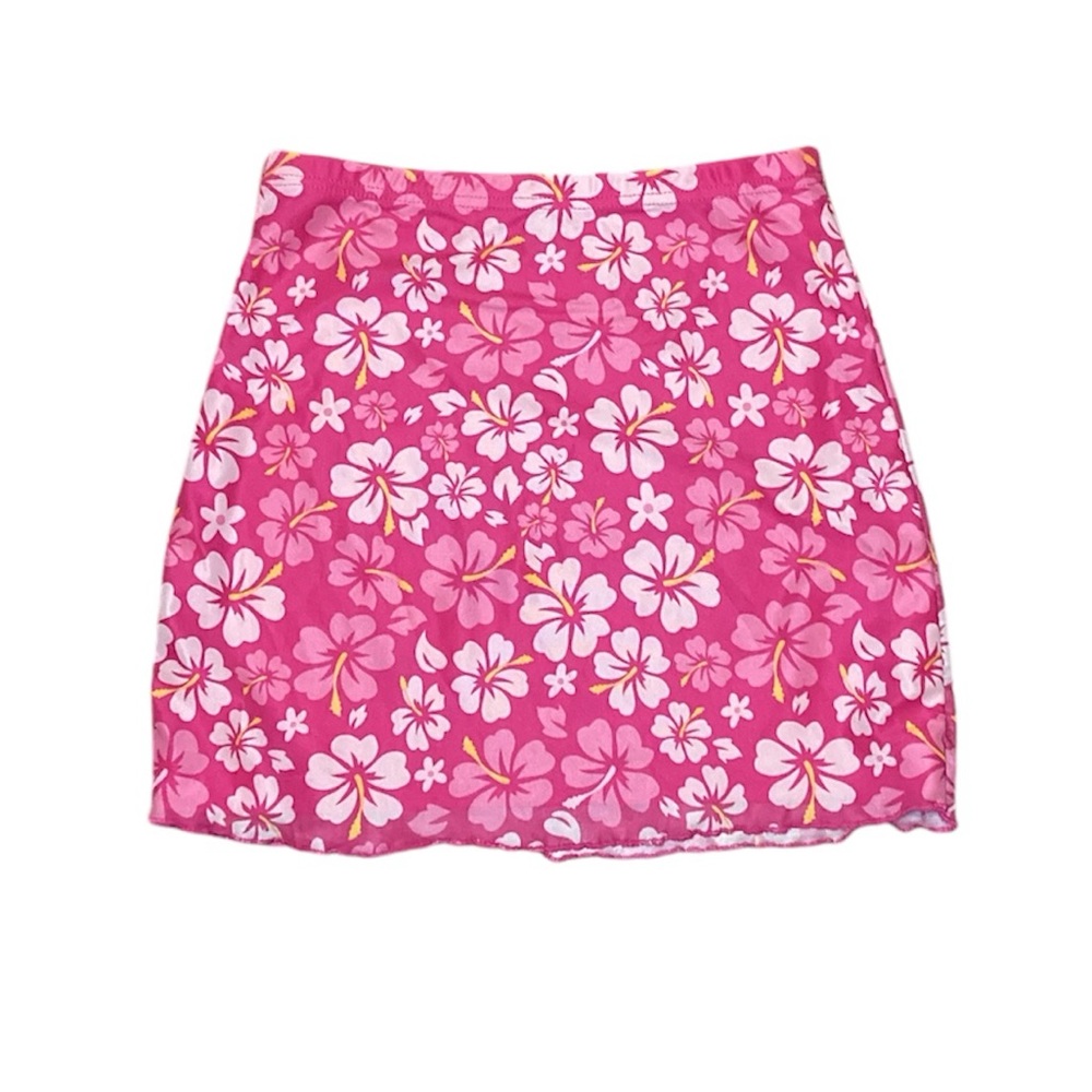Hawaiian floral mini skirt